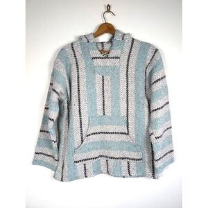 Baja Joe Hoodie Size Medium Drug Rug Hippie Beach Boho Poncho Mexican Festival